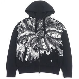 □louis Vuitton Wool Yayoi Kusama Psychedelic Flower Knit Zip Parka Black S Made